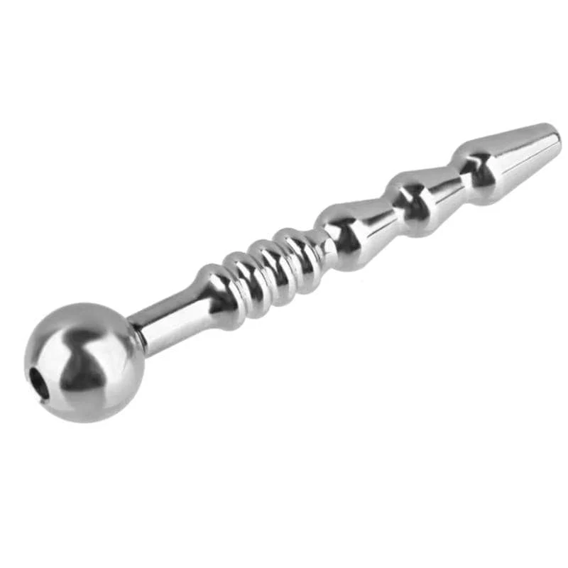 Ribbed and Tapered Hollow Penis Plug - Image 2