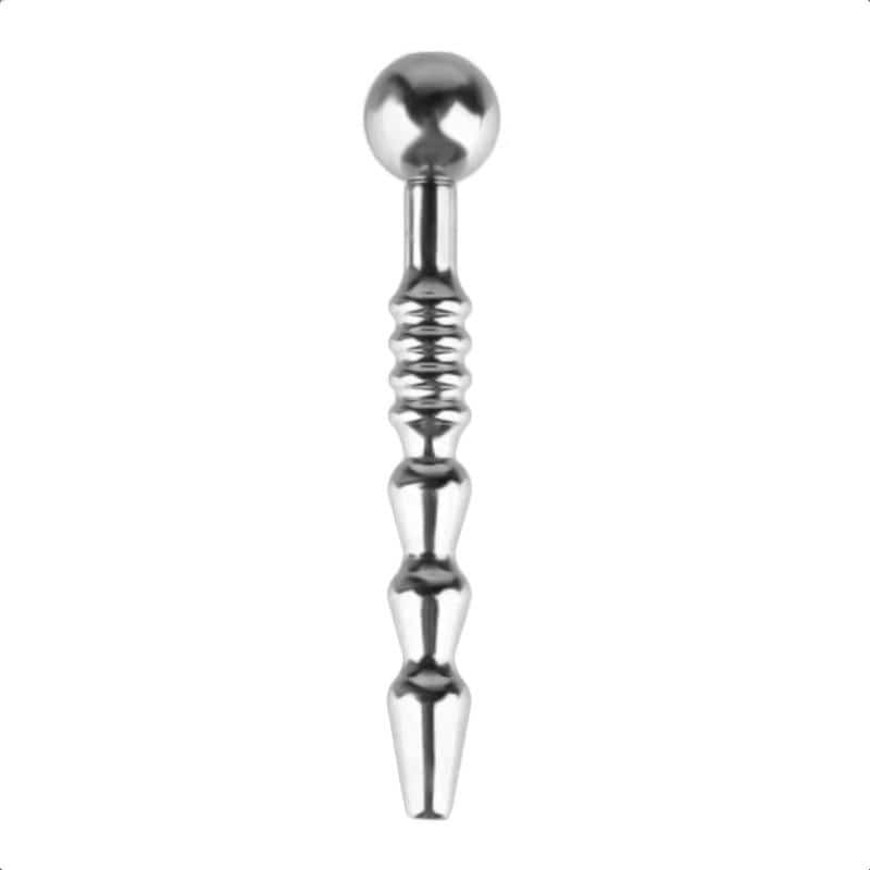 Ribbed and Tapered Hollow Penis Plug - Image 3
