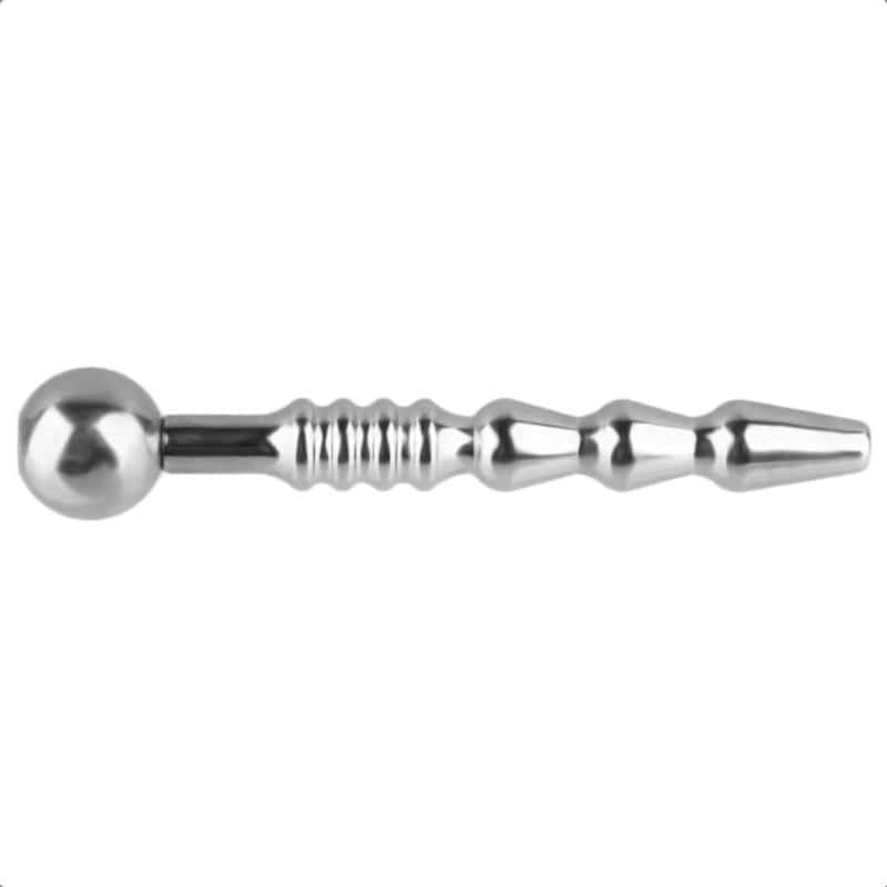 Ribbed and Tapered Hollow Penis Plug - Image 4