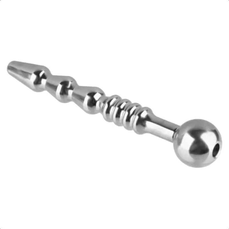 Ribbed and Tapered Hollow Penis Plug - Image 5