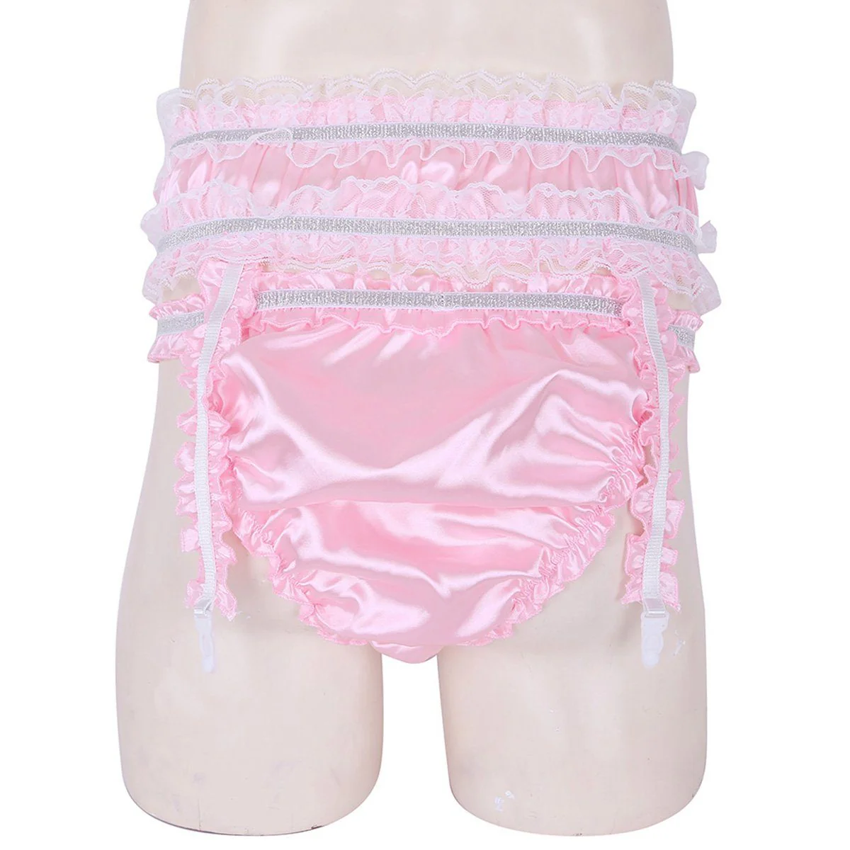 Shiny Satin Ruffled Frilly Low Rise Stretchy Briefs - Image 5