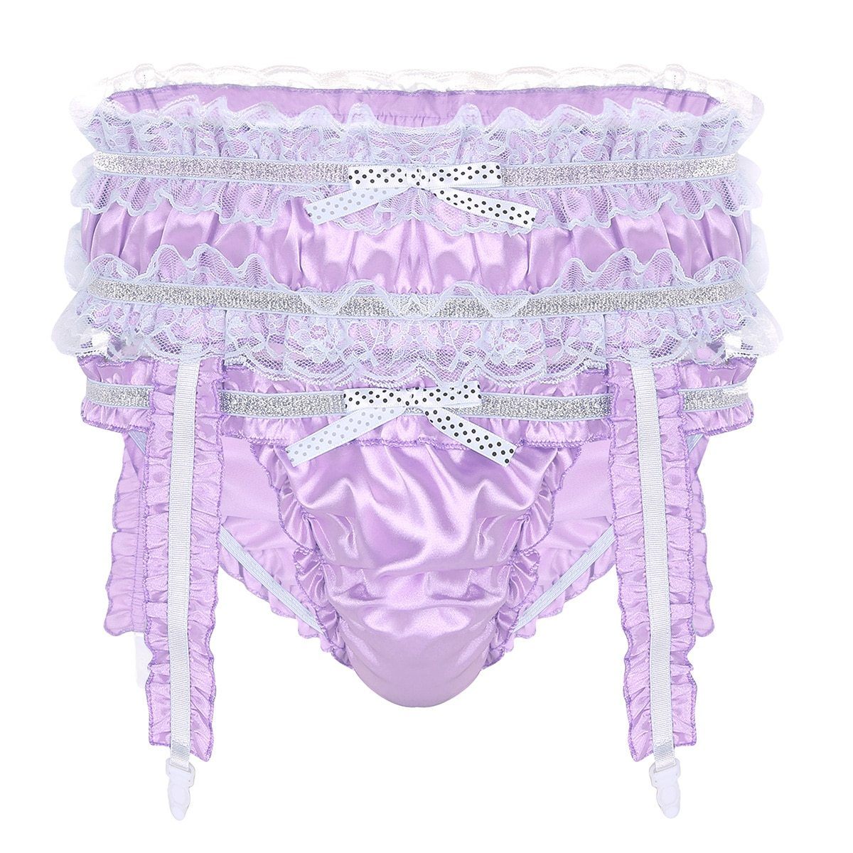 Shiny Satin Ruffled Frilly Low Rise Stretchy Briefs - Image 6