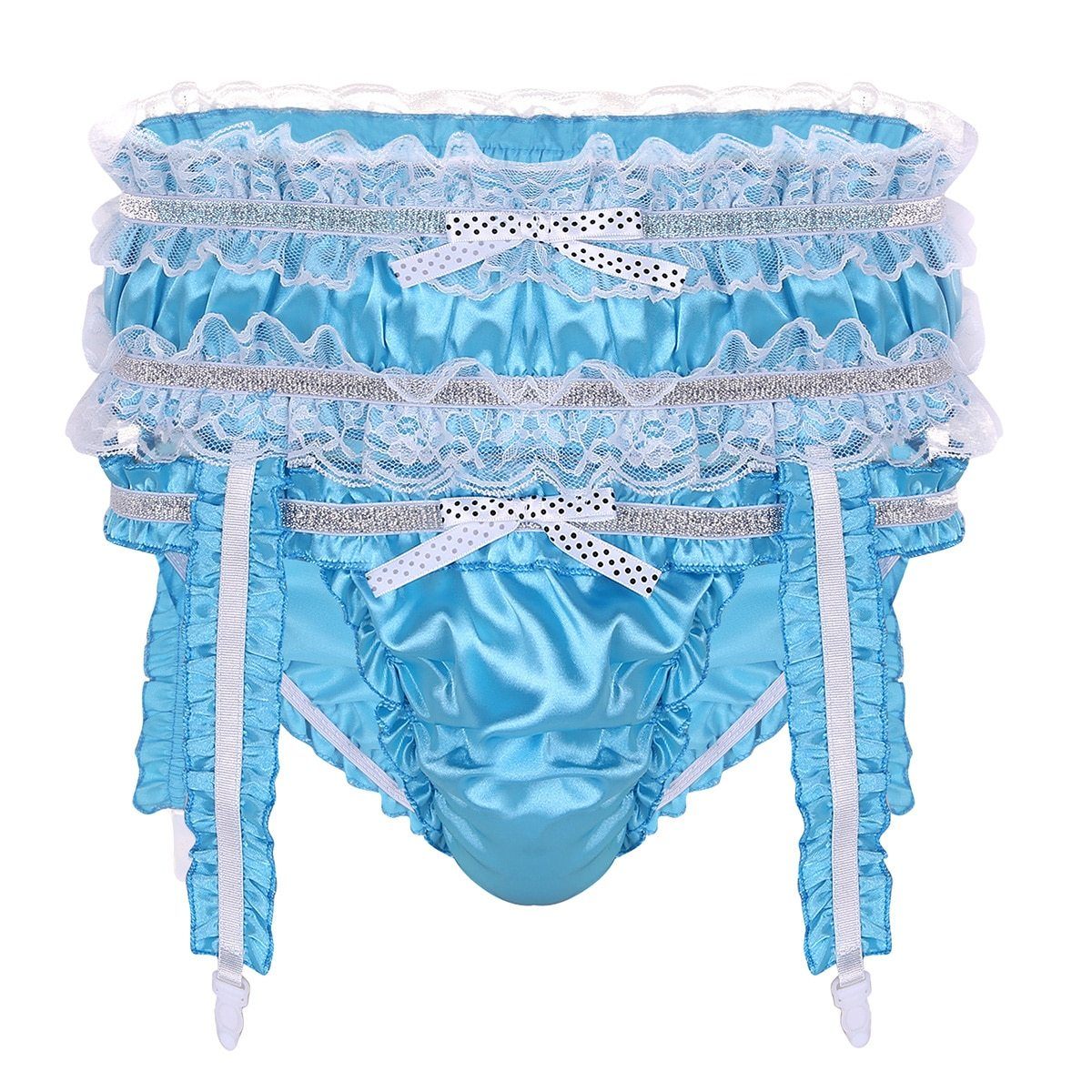 Shiny Satin Ruffled Frilly Low Rise Stretchy Briefs - Image 7