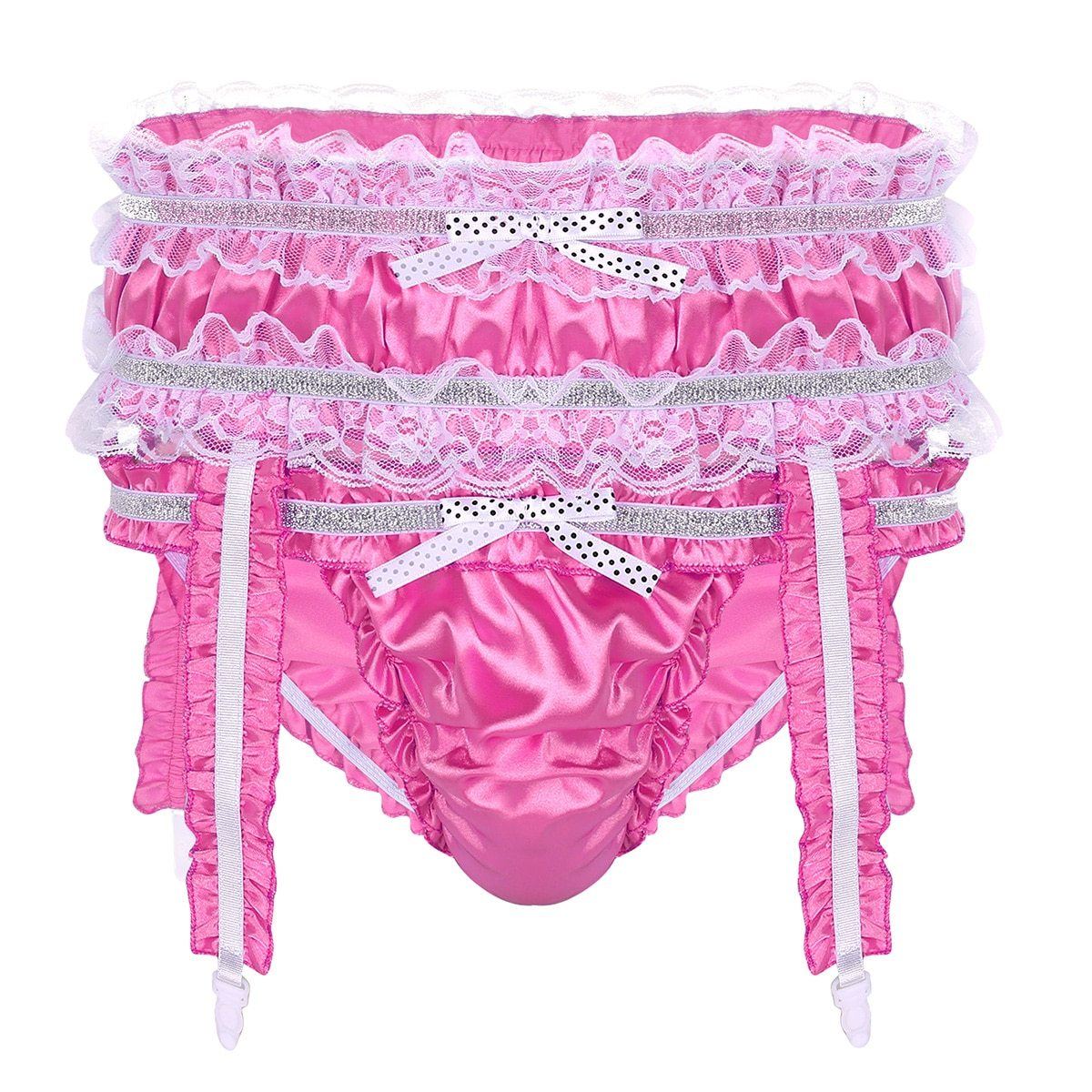 Shiny Satin Ruffled Frilly Low Rise Stretchy Briefs - Image 8