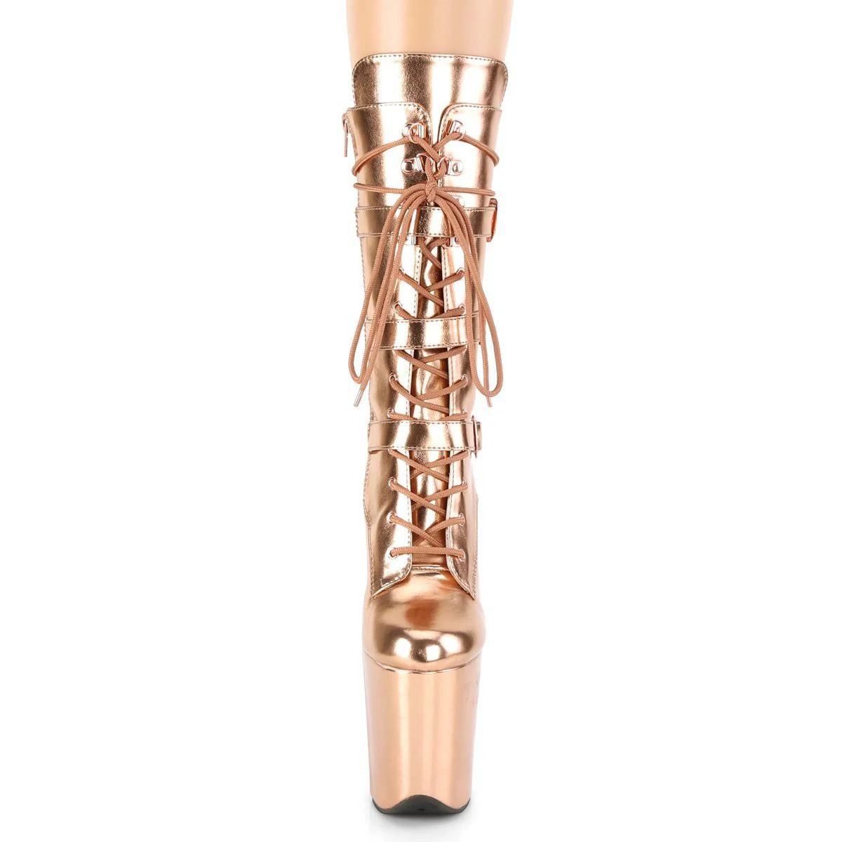 Seductive-1053 Exotic Boot | RoseGold Faux Leather - Image 2