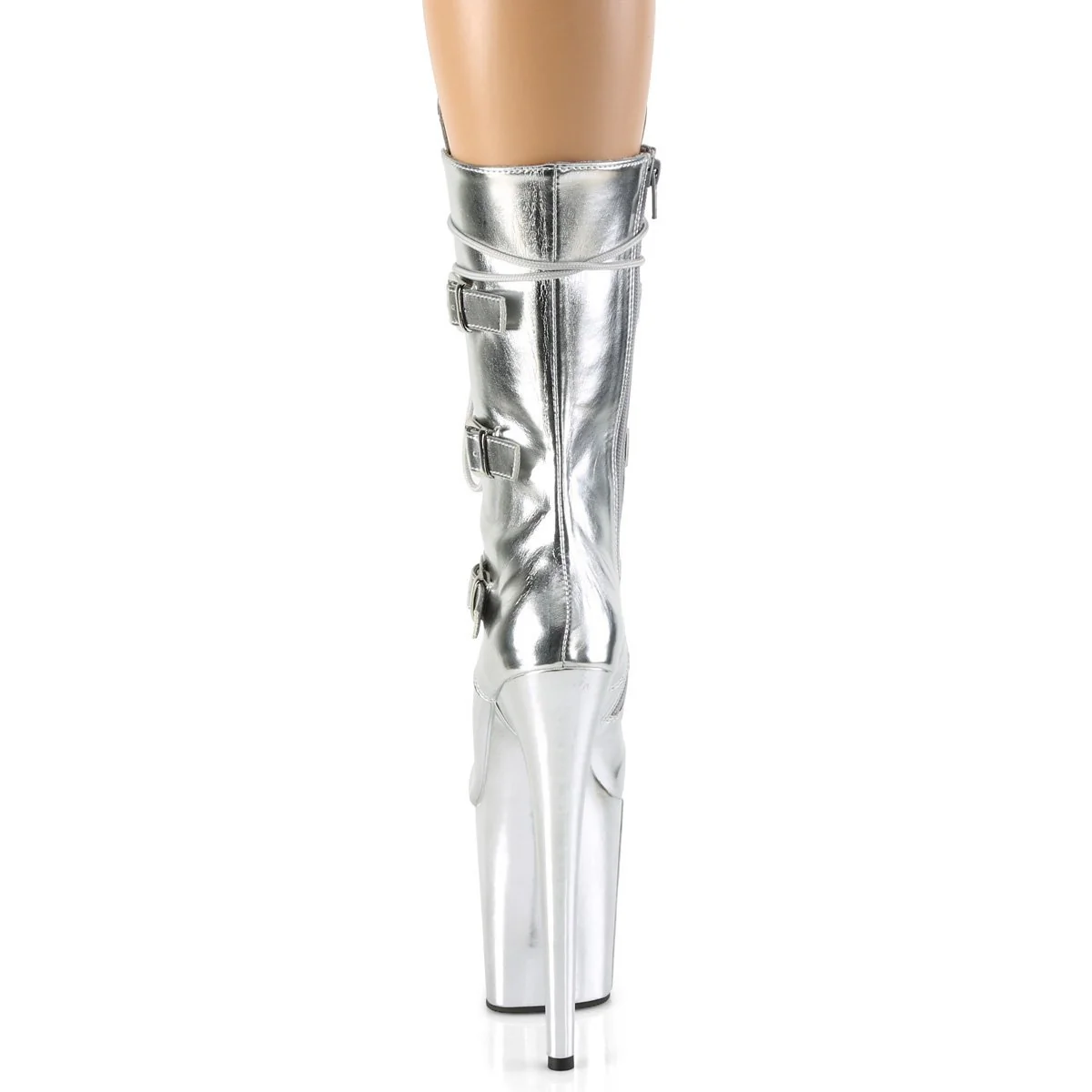 Seductive-1053 Exotic Boot | Silver Faux Leather - Image 4