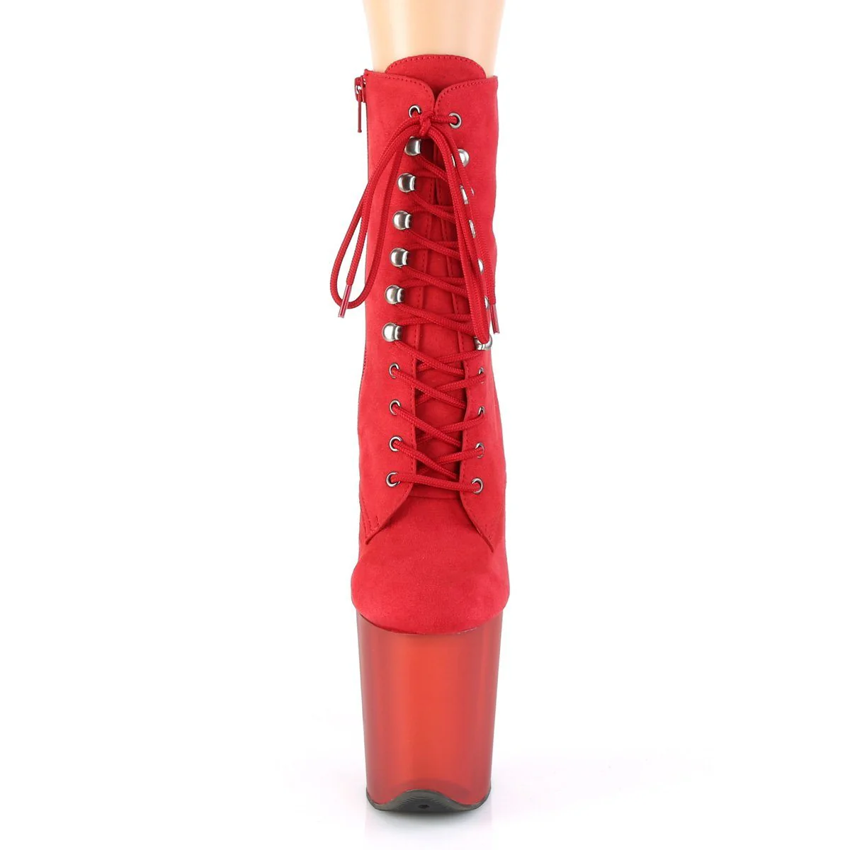 Seductive-A807 Exotic Boot | Red Faux Suede - Image 2