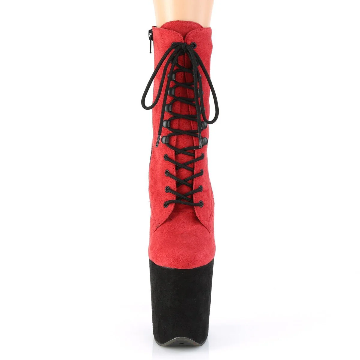 Seductive-A809 Exotic Boot | Red Faux Suede - Image 2