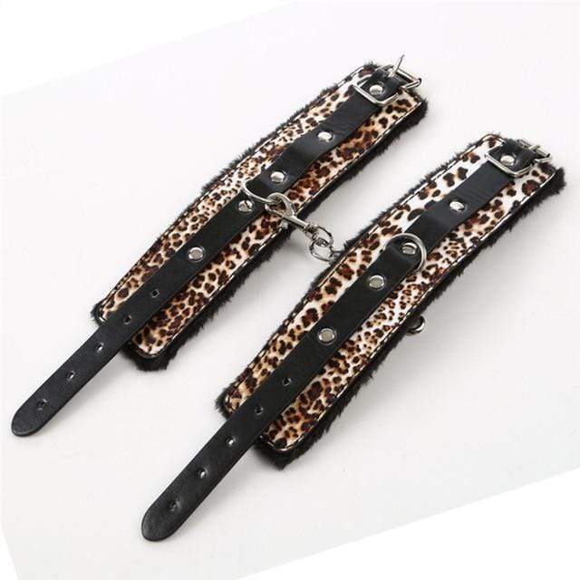 Sexy Leopard Print Furry Handcuffs - Image 3