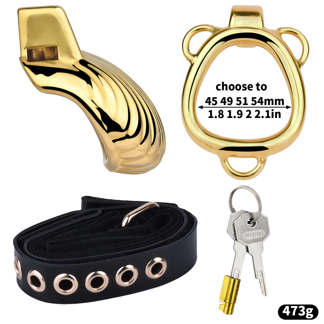Shell Shaped Golden Chastity Cage - Image 2