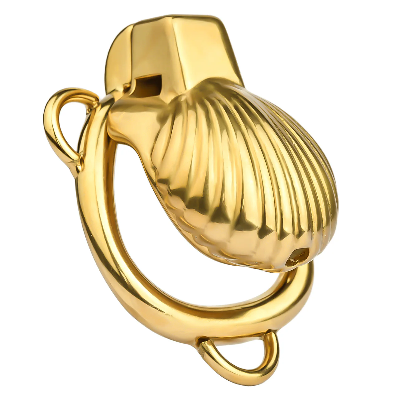 Shell Shaped Golden Chastity Cage - Image 3