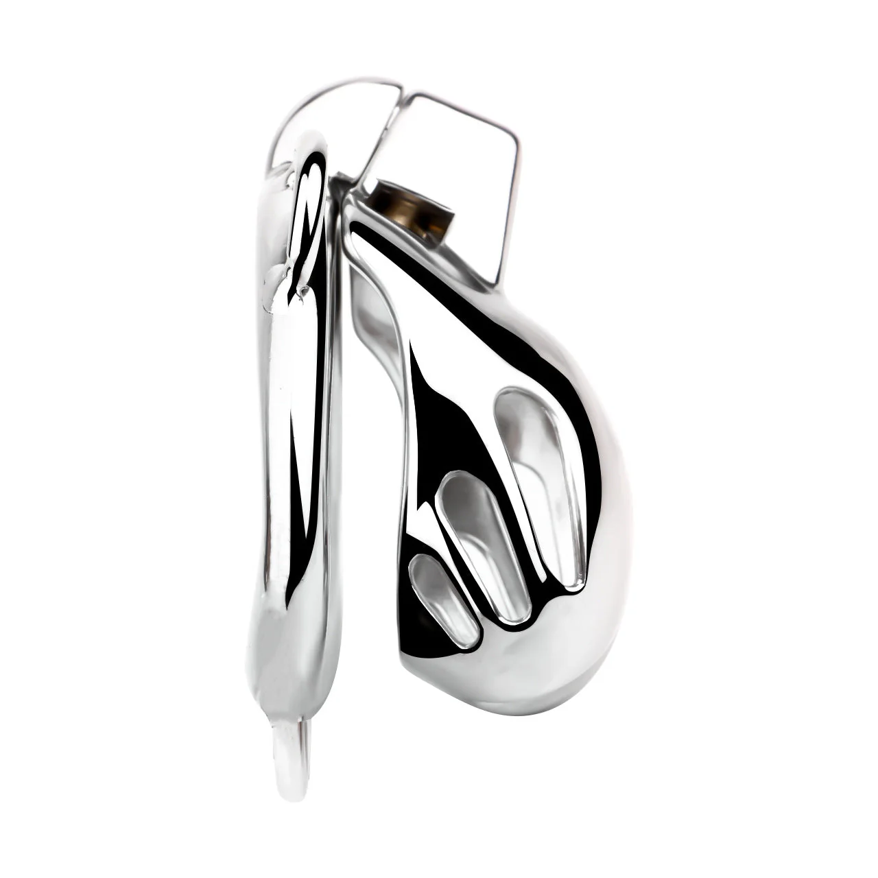 Short Smooth Stainless Steel Cobra Cage with Belt - Image 10