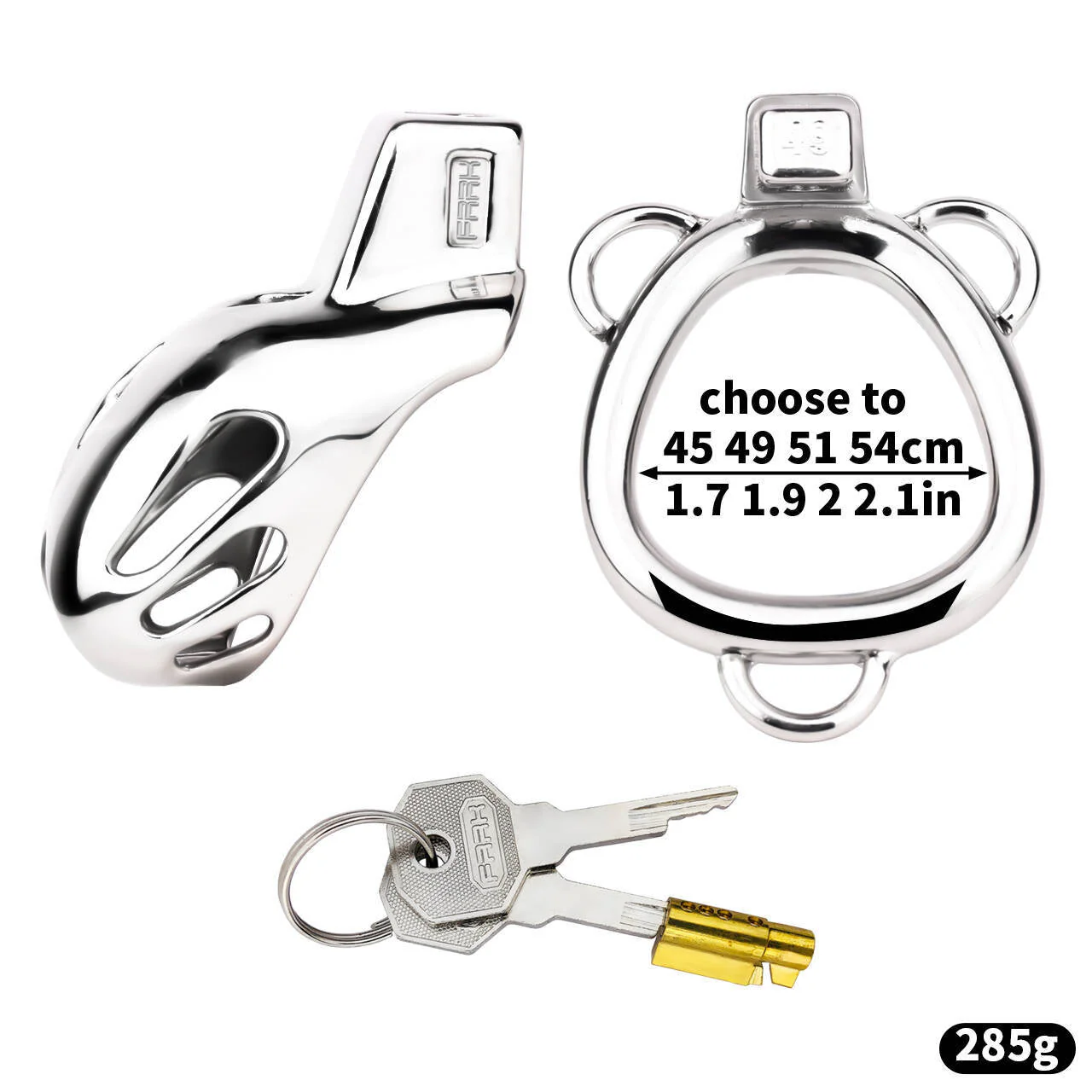 Short Smooth Stainless Steel Cobra Cage with Belt - Image 3