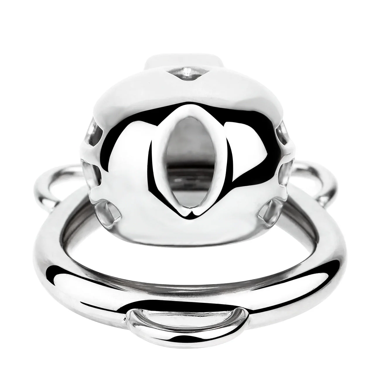 Short Smooth Stainless Steel Cobra Cage with Belt - Image 7