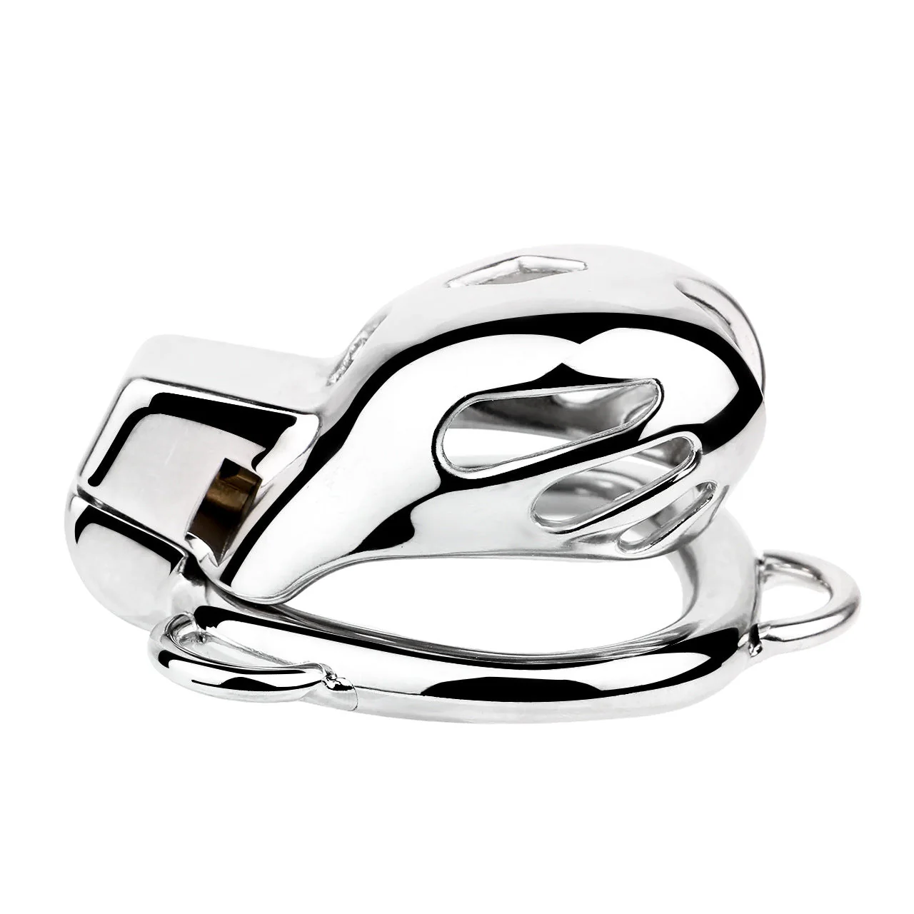 Short Smooth Stainless Steel Cobra Cage with Belt - Image 8