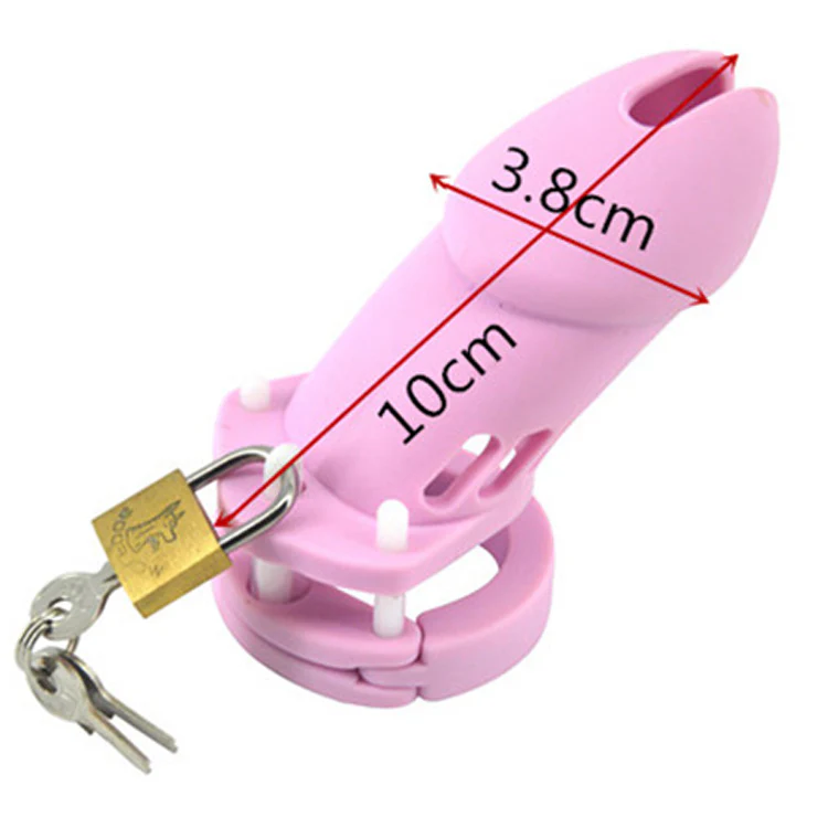 Silicone Chastity Cage Light Pink 3.74 Inches Long - Image 2