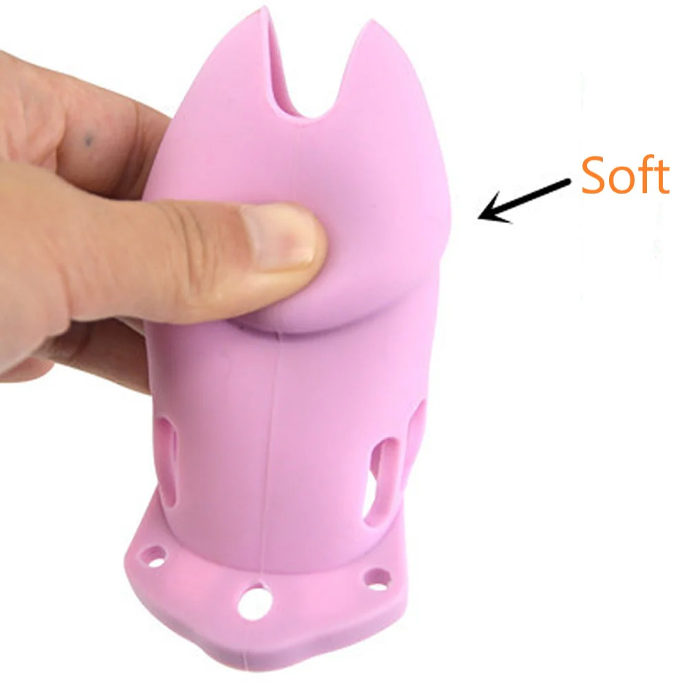 Silicone Chastity Cage Light Pink 3.74 Inches Long - Image 6