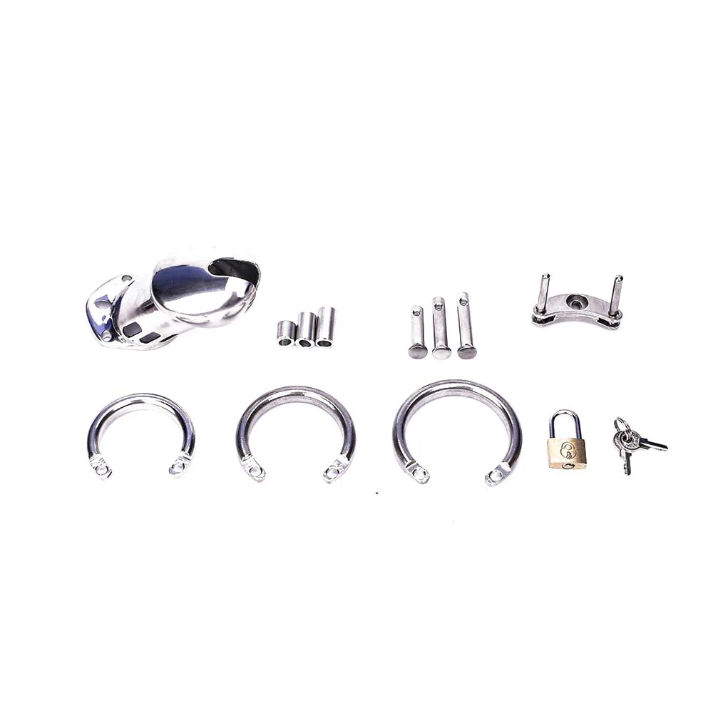 Real Steel Feel Metal Chastity Cage 3.94 inches long(All 3 Rings Include) - Image 3