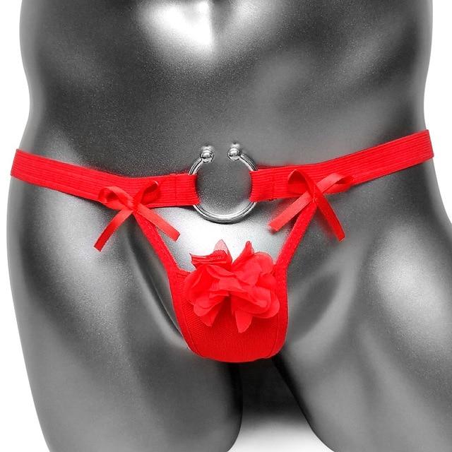 Sissy Mesh Thong Panties With Flower - Image 6