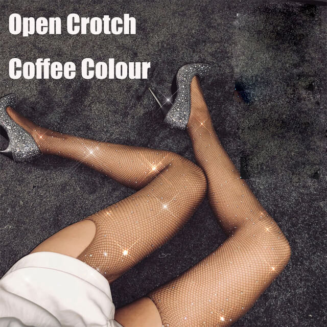 Sissy Stripper Open Crotch Rhinestone Pantyhose - Image 8