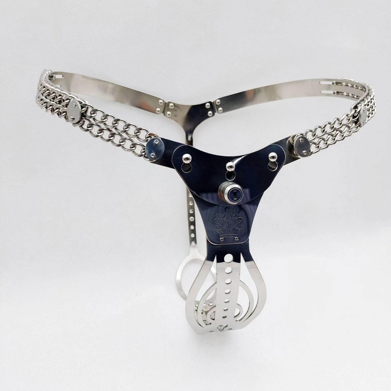 Stainless Steel 2.0 Hollowed Out Adjustable Chastity Belt For Female - Image 2