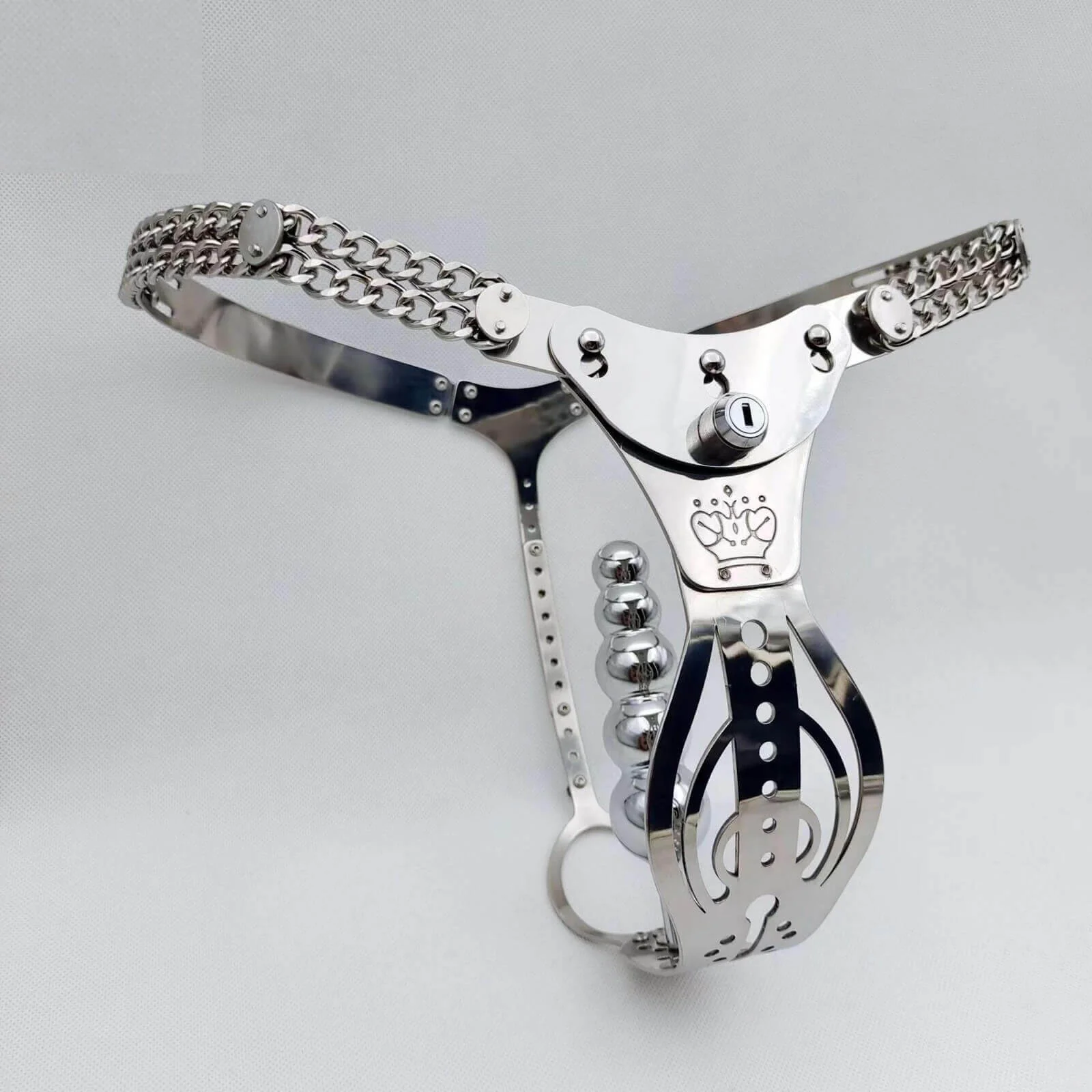 Stainless Steel 2.0 Hollowed Out Adjustable Chastity Belt For Female - Image 3