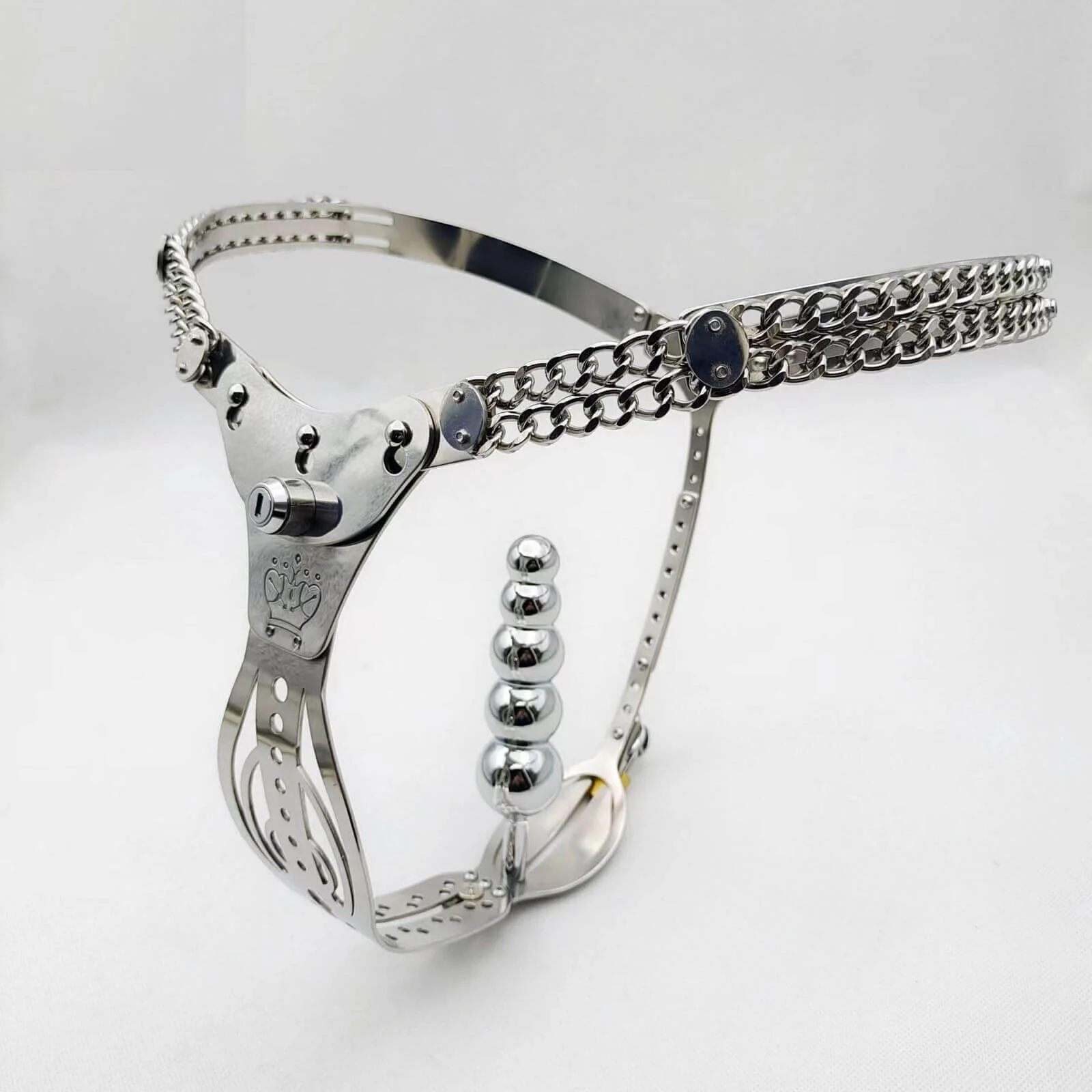 Stainless Steel 2.0 Hollowed Out Adjustable Chastity Belt For Female - Image 4