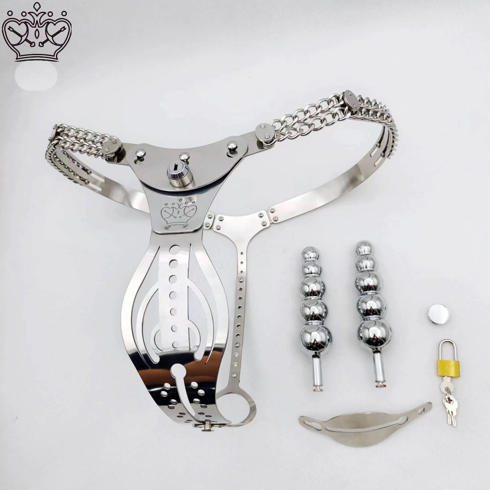 Stainless Steel 2.0 Hollowed Out Adjustable Chastity Belt For Female - Image 6