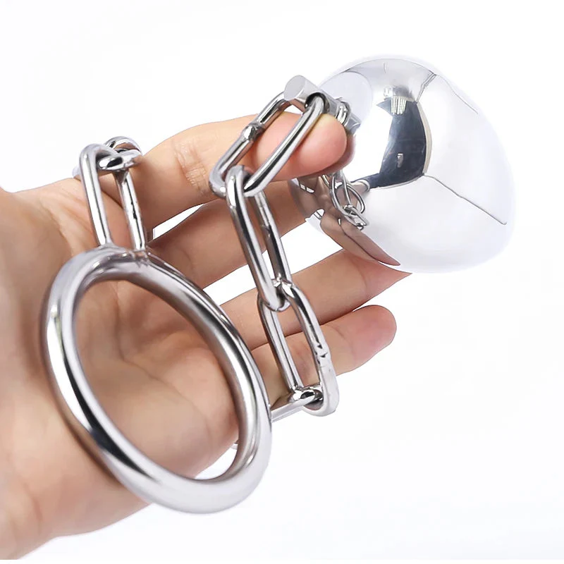 Stainless Steel Anal Plug With Cock Ring - Image 4