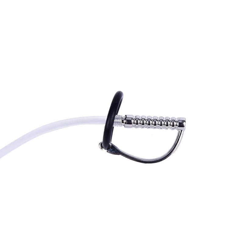 Stainless Steel and Rubber Penis Plug With Silicone Ring - Image 3