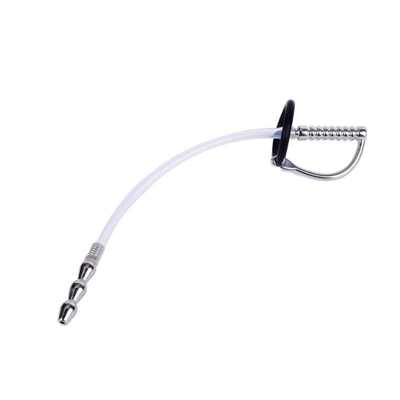 Stainless Steel and Rubber Penis Plug With Silicone Ring - Image 4