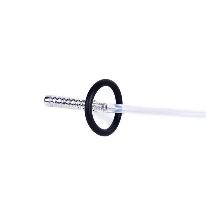 Stainless Steel and Rubber Penis Plug With Silicone Ring - Image 5