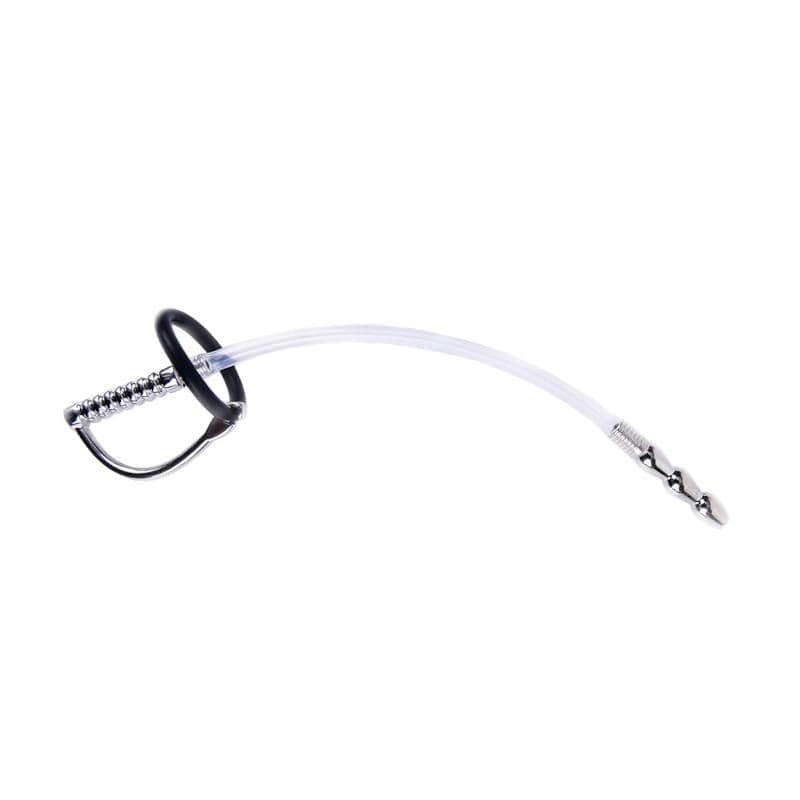 Stainless Steel and Rubber Penis Plug With Silicone Ring - Image 6