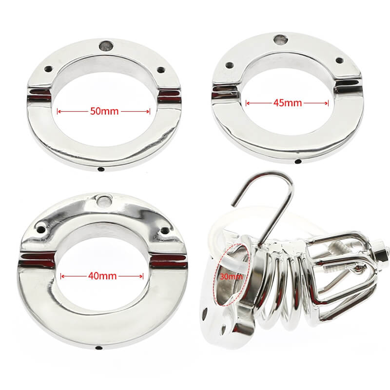 Stainless Steel Chastity Cage Ball Stretcher with Urethral Catheter Cock Cage - Image 6