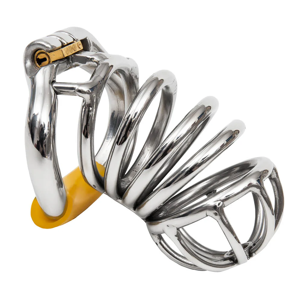 Stainless Steel Chastity Device With Hinged Rings