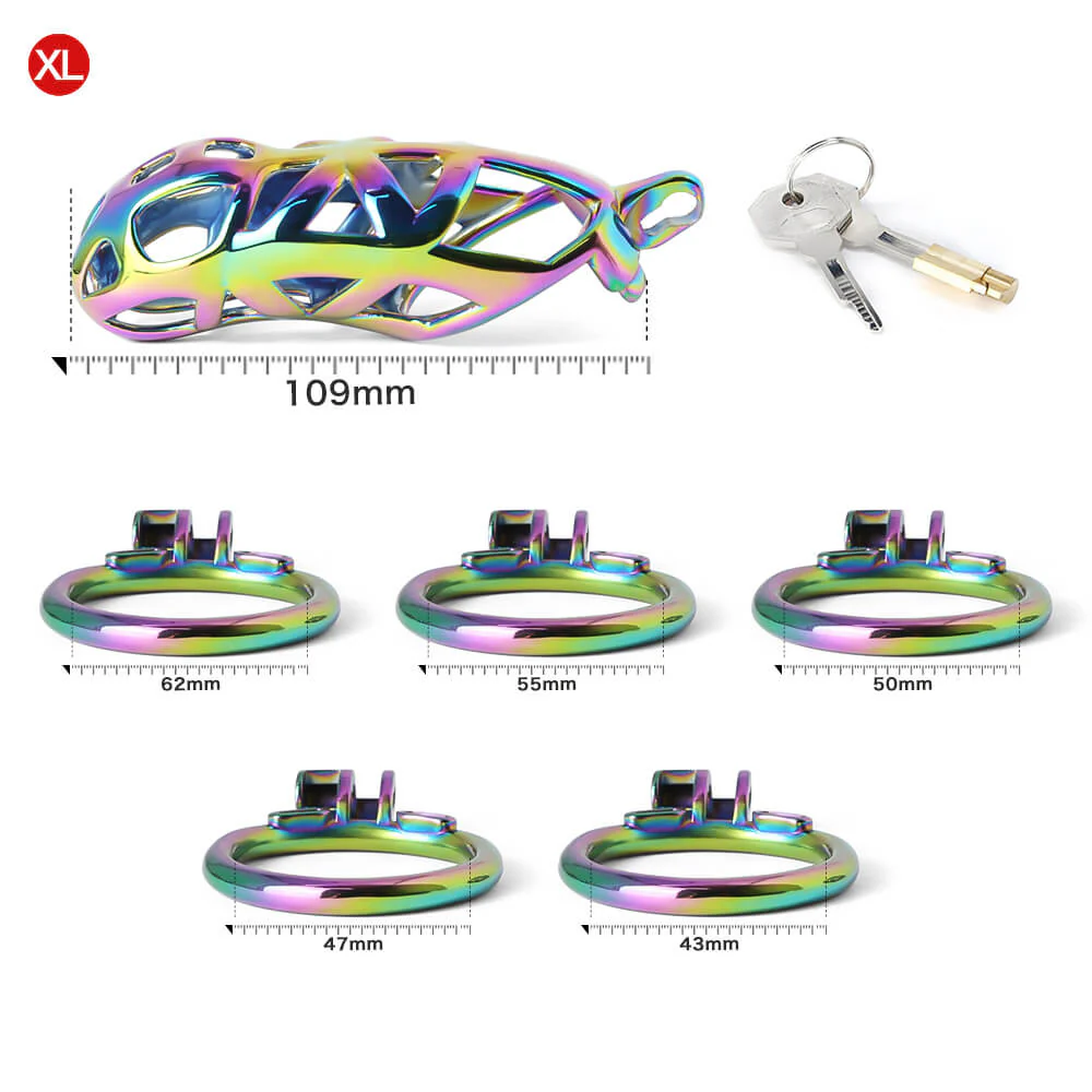 Stainless Steel MAMBA Colorful Chastity Cage - Image 10