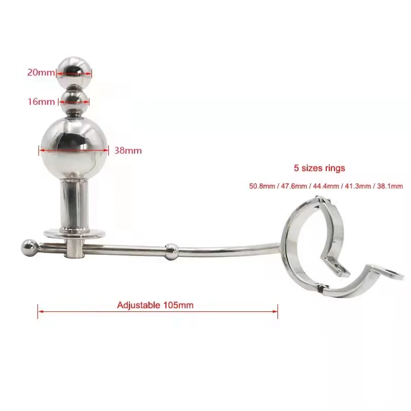 Cock Cage with a Butt Plug attachment and Urethral Sound 1.77 inches Long - Image 10