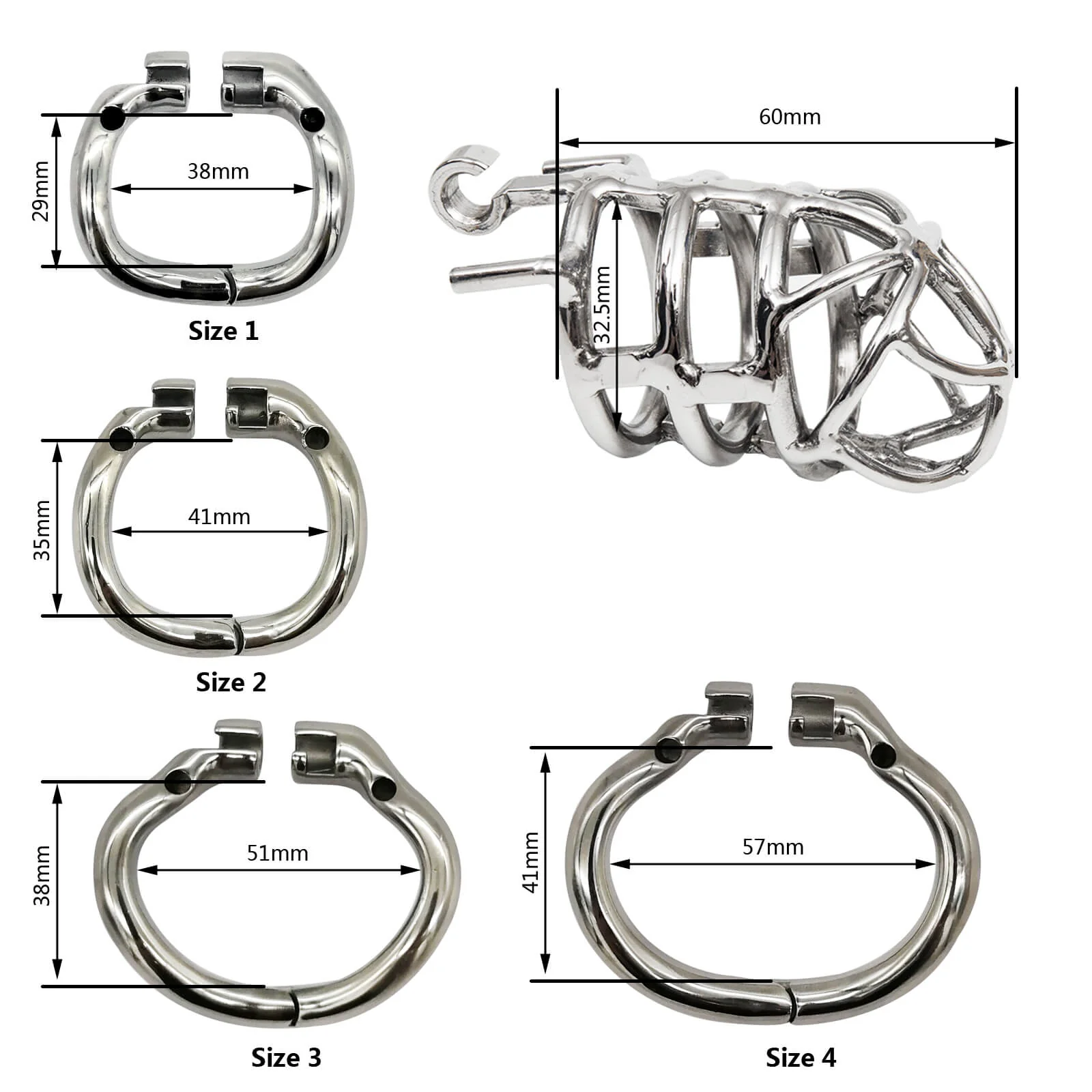 Stainless Steel Stealth Chastity Cage With Hinged Rings - Image 5