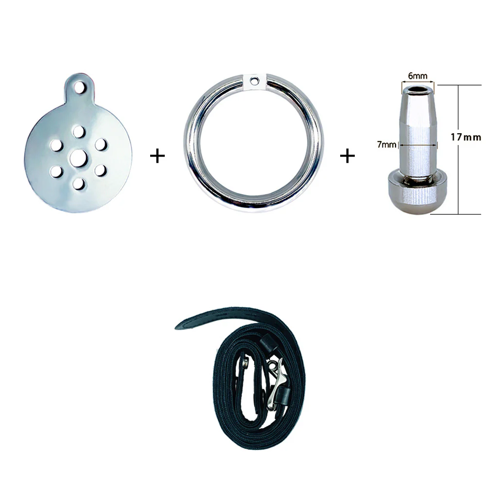Stainless Steel Ultra Flat Chastity Device With Belt - Image 3