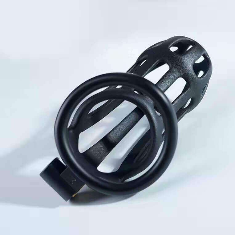 Stripe Cobra Chastity Cage with 4 Arc Rings - Image 5