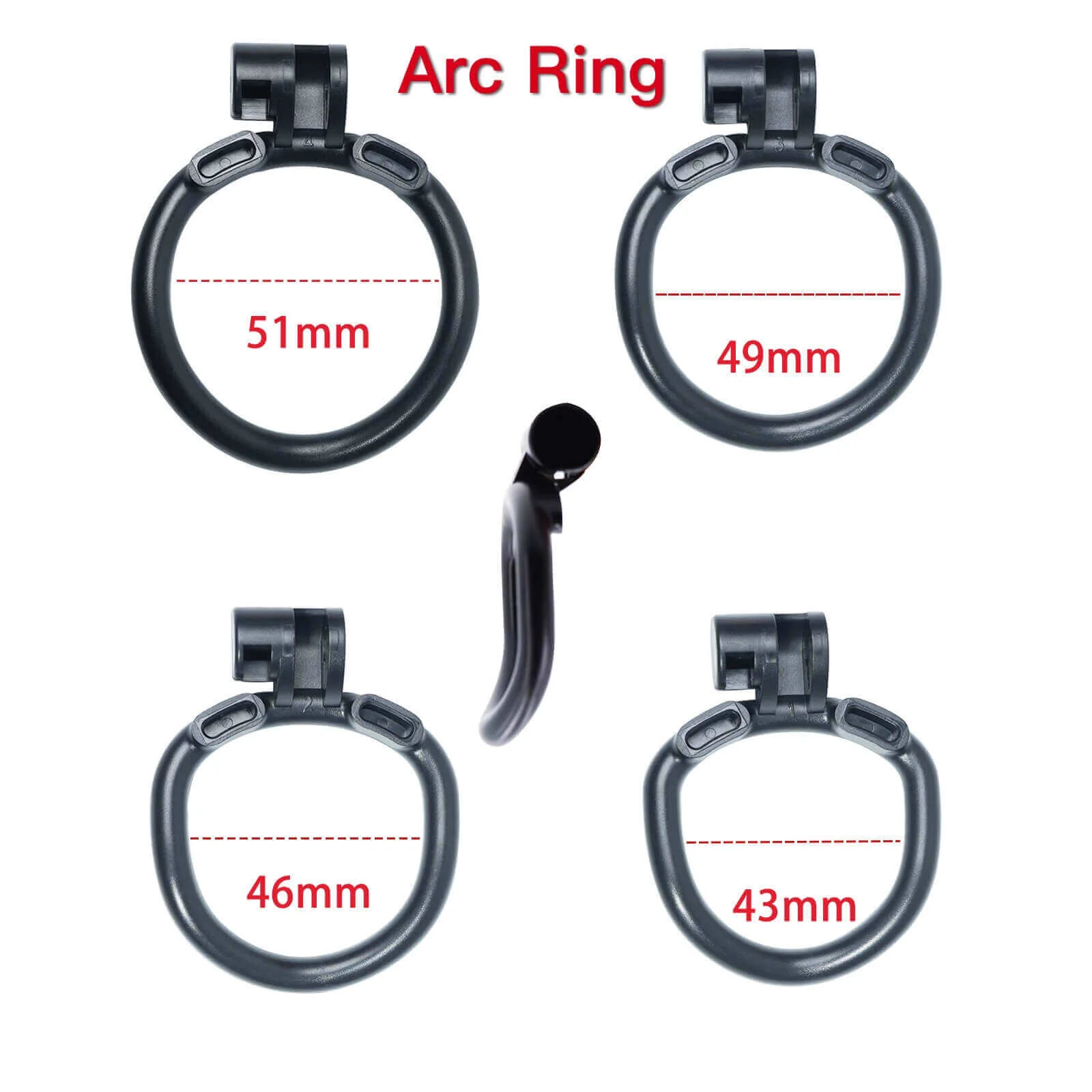 Stripe Cobra Chastity Cage with 4 Arc Rings - Image 7