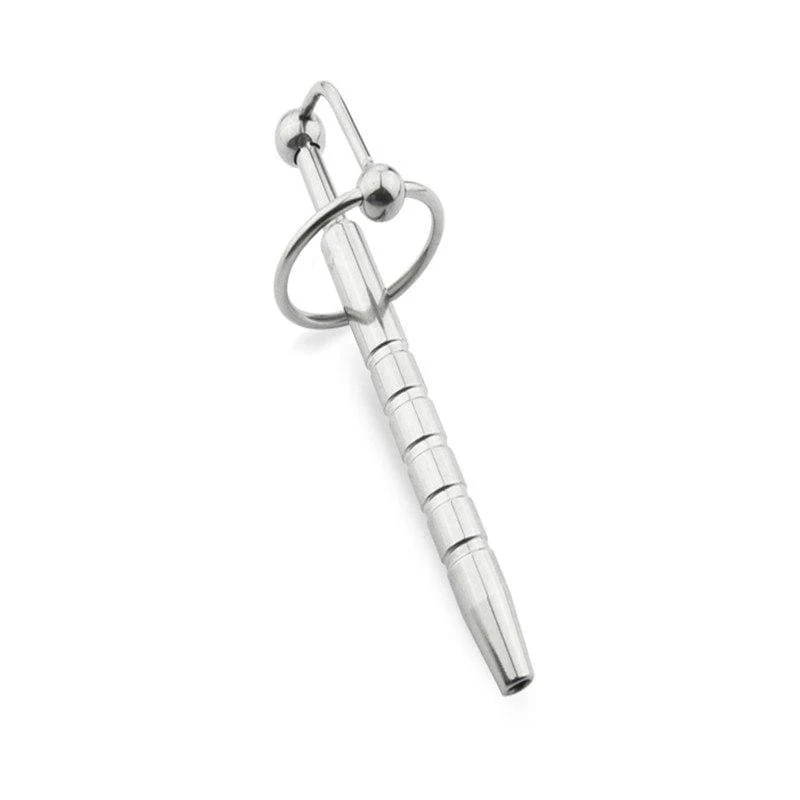 Striped Hollow Steel Urethral Play Penis Plug - Image 3