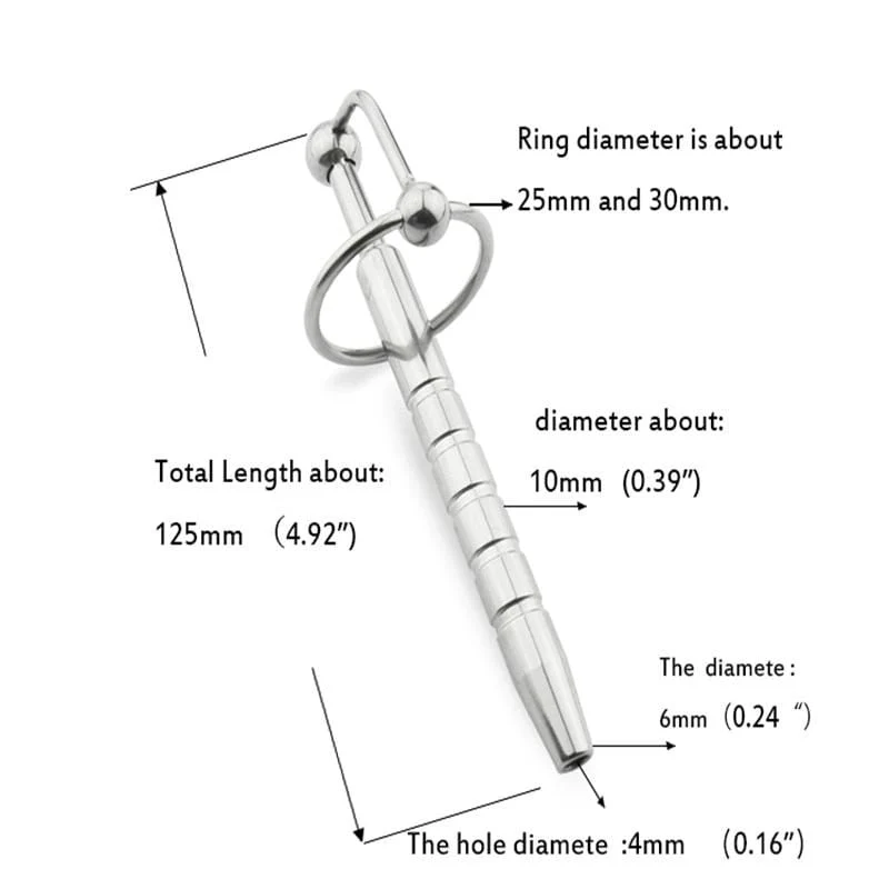 Striped Hollow Steel Urethral Play Penis Plug - Image 4