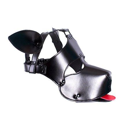 Sultry Black Leather Dog Mask Helmet - Image 3