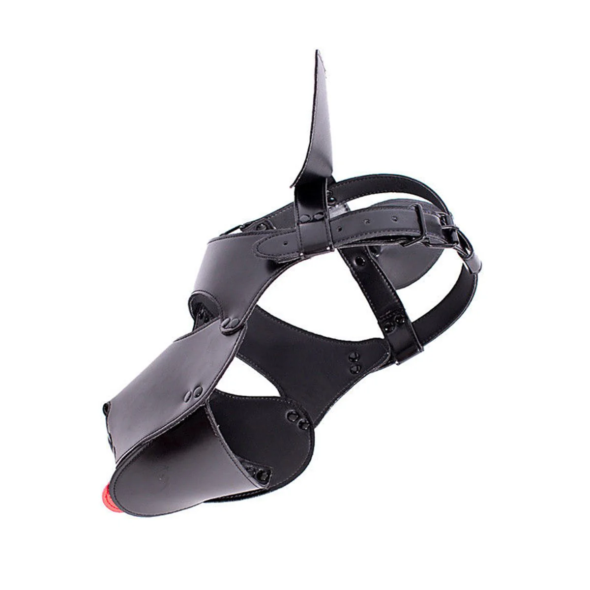 Sultry Black Leather Dog Mask Helmet - Image 4