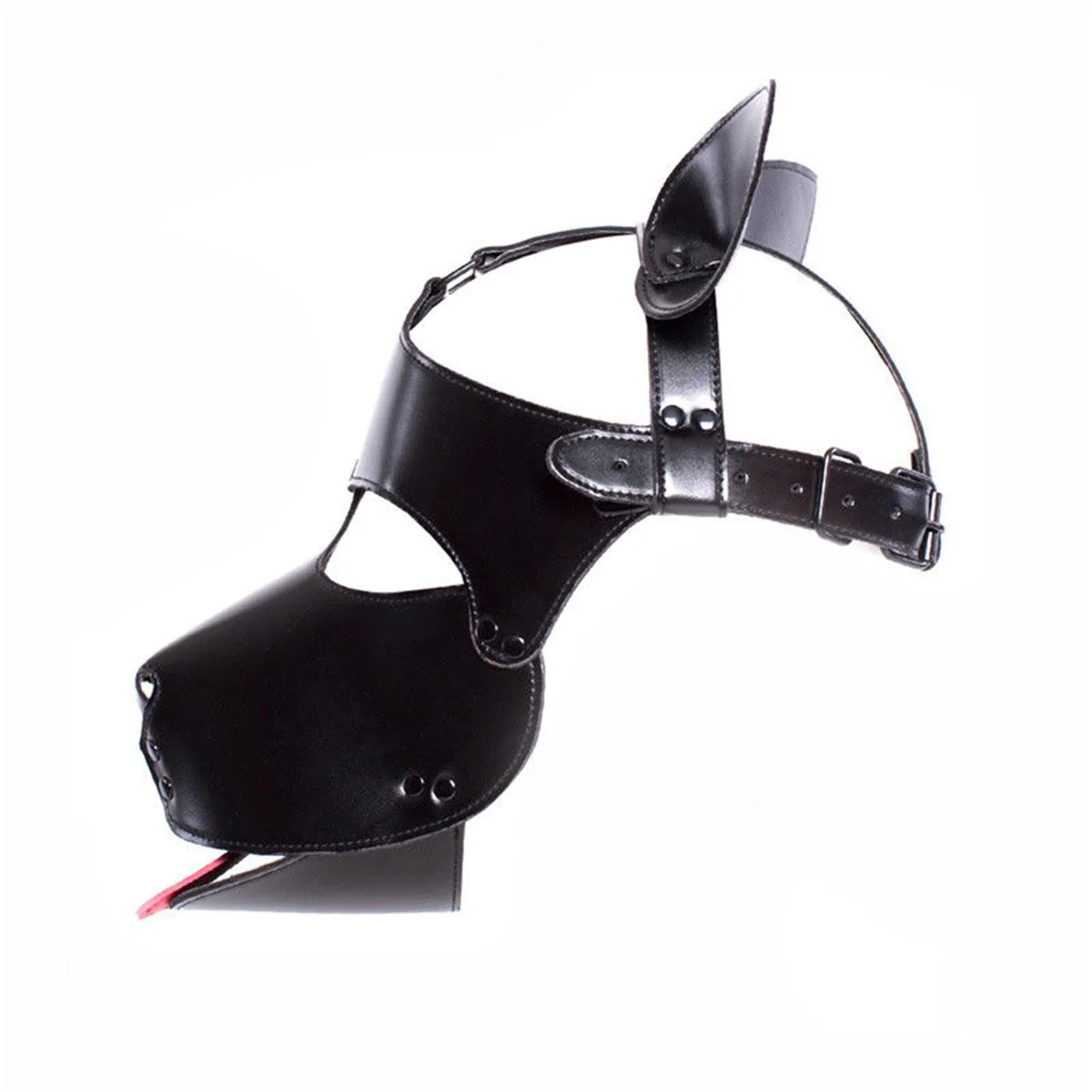 Sultry Black Leather Dog Mask Helmet - Image 5