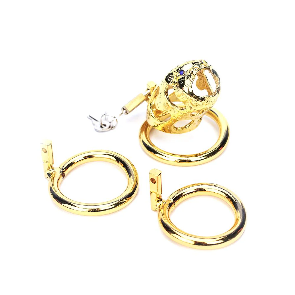 The Ox Gold Metal Chastity Cage 3.15 Inches Long - Image 3
