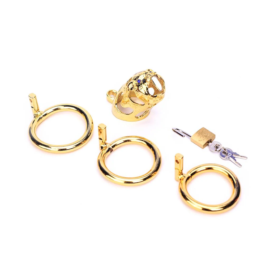 The Ox Gold Metal Chastity Cage 3.15 Inches Long - Image 4