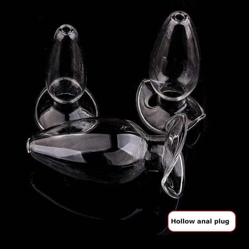 Transparent Glass Anal Plug Hollow Butt Plug for Woman Vaginal Speculum Douche Enema Anal Sex Toys for Women Men Glass Buttplug