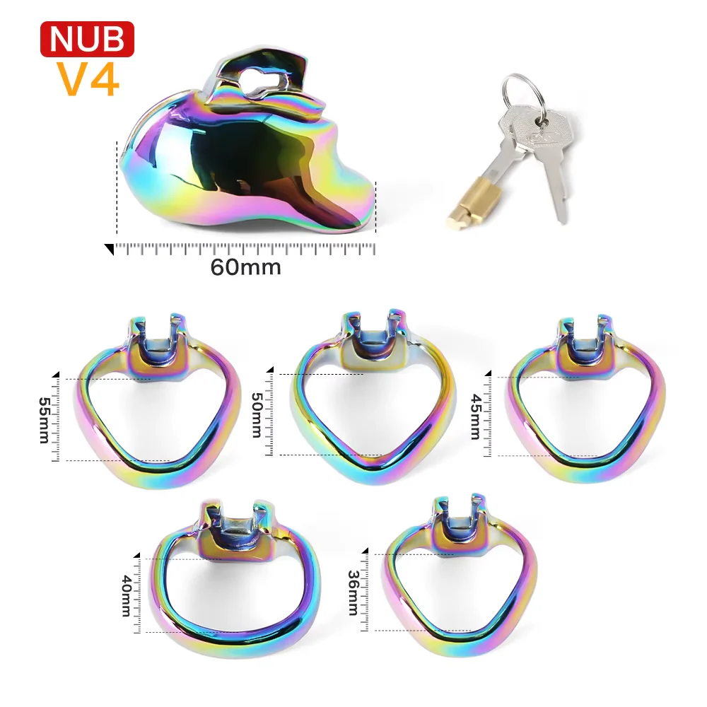 V4 Rainbow Steel Chastity Cage - Image 13